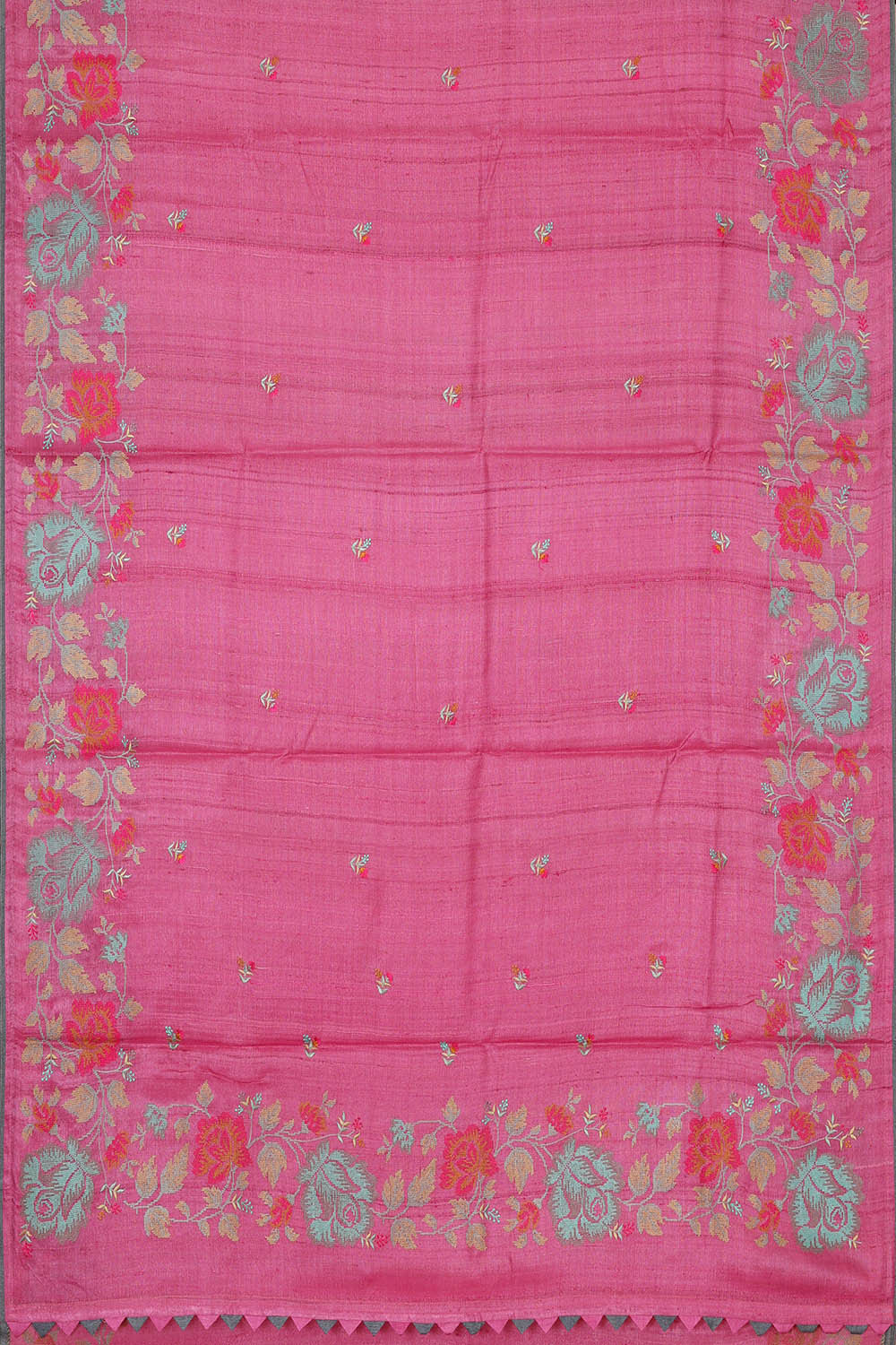 Image of Tussar Silk Pink Embroidered Saree